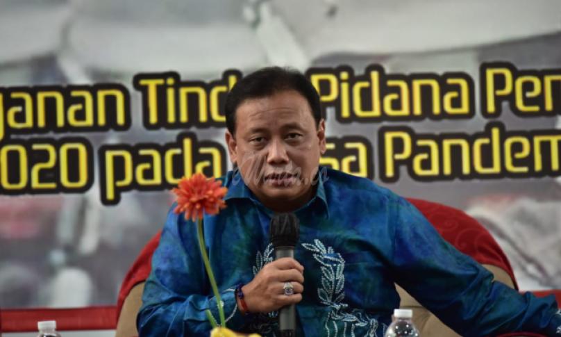 Ketua Bawaslu Abhan saat menjadi pembicara dalam Lokakarya Divisi Hukum Polri dengan tema Optimalisasi Penanganan Tindak Pidana Pemilihan Kepala Daerah Tahun 2020 di Masa Pandemi Covid-19, Rabu 4 November 2020/Foto: Humas Bawaslu RI