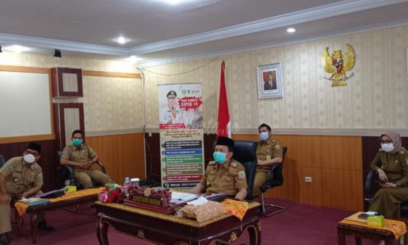Rapat Koordinasi dan Supervisi Pencegahan Korupsi Terkait dengan Pengamanan Aset se Provinsi Bengkulu secara Zoom Meeting di ruang VIP Pola Prov, Selasa (9/2).