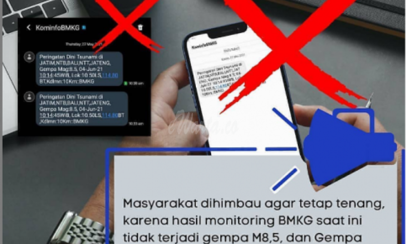 SMS Blast Perkiraan Gempa Magnitudo 8,5 BMKG Tidak Benar