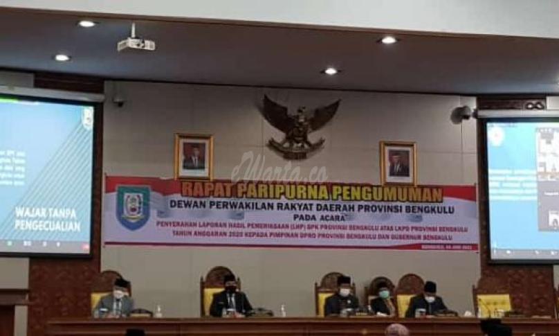 Penyerahan LHP BPK LKPD 2020, Provinsi Bengkulu Bawa Opini WTP