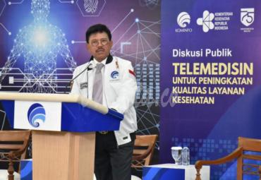 Menteri Kominfo Johnny G. Plate saat membuka Diskusi Publik Telemedisin untuk Peningkatan Kualitas Layanan Kesehatan dari Ruang Serbaguna Kementerian Kominfo, Jakarta, Sabtu (22/08/2020). - (AYH)