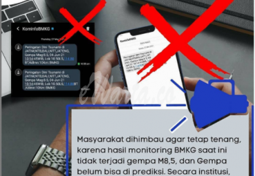 SMS Blast Perkiraan Gempa Magnitudo 8,5 BMKG Tidak Benar