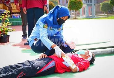 Simulasi tanggap darurat bencana Kepala Kantor Wilayah Kementerian Hukum dan HAM (Kemenkumham) Bengkulu 