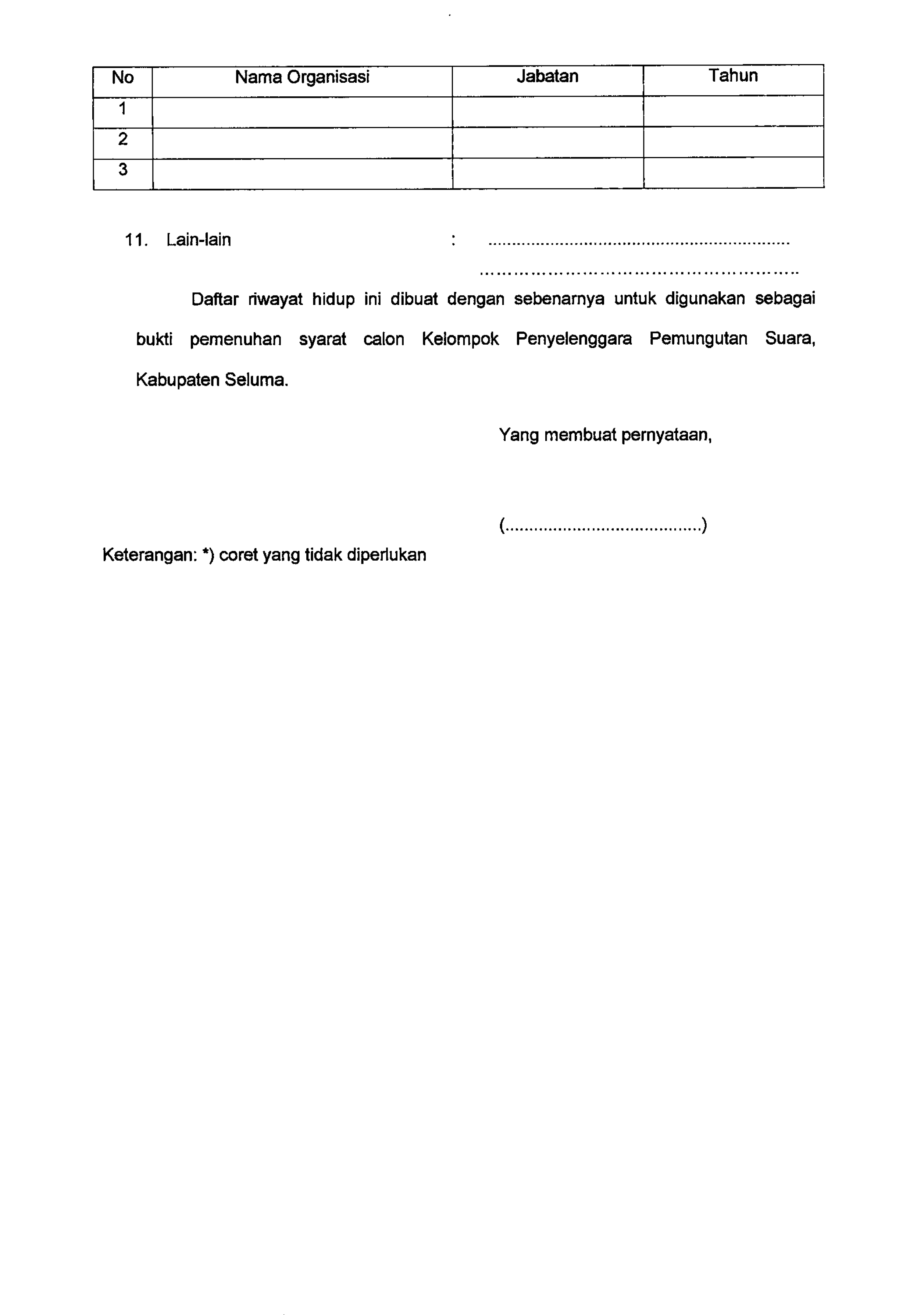 Pengumuman Pembentukan KPPS KPU Seluma