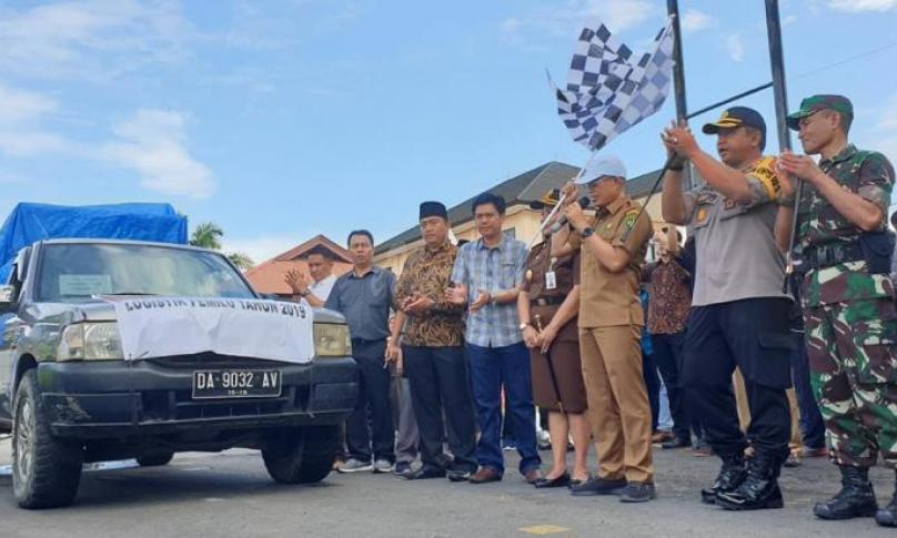 Pelepasan pendistribusian Logistik pemilu di Bengkulu Selatan, Provinsi Bengkulu