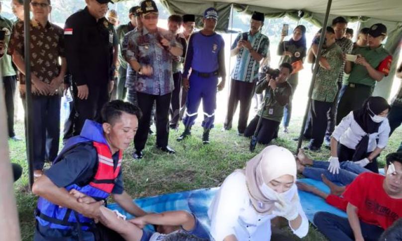 Bupati Seluma Haji Bundra Jaya, hadir dalam kegiatan simulasi ini, Kamis (18/7/2019)