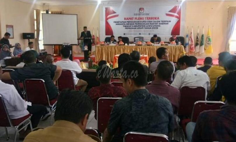 Rapat Pleno Terbatas penetapan 35 Calon DPRD Kabupaten Luwu Utara, Senin (22/7/2019) di Aula Kantor KPU.