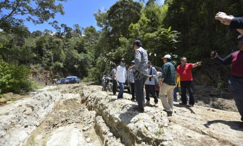 Bupati Luwu Utara, Indah P Indriani dan rombongan saat meninjau langsung ke lapangan