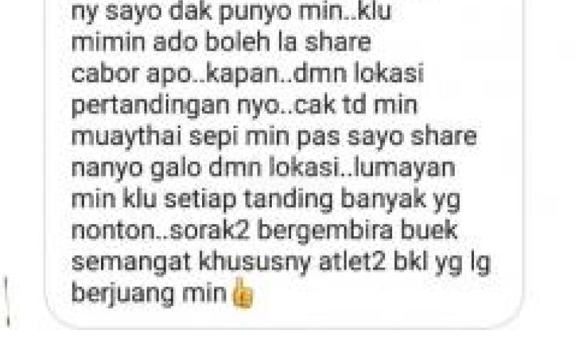 Keluhan salah satu netizen ke medsos soal minnya informasi seputaran Porwil di Bengkulu