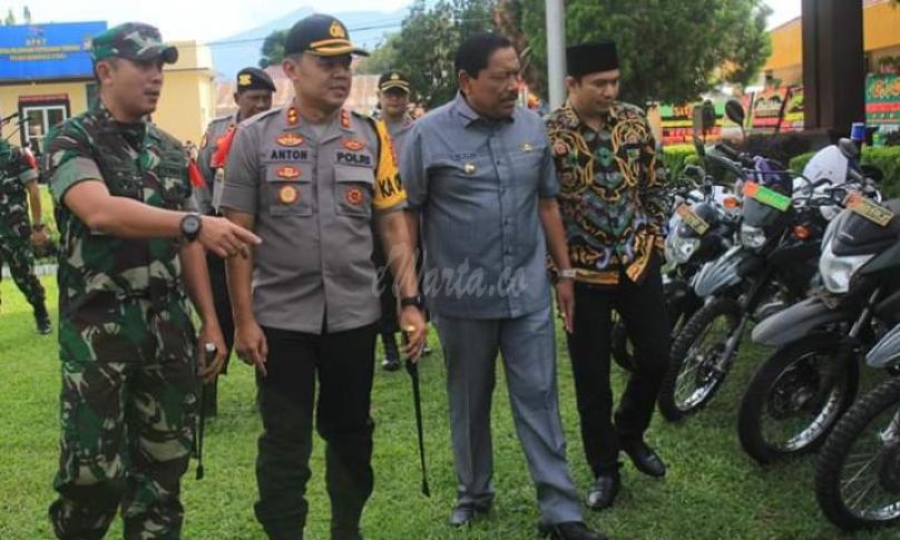 Bupati Bengkulu Utara, Ir. H. Mian bersama Kapolres, Dandim dan Pimpinan lakukan cek kesiapan Ops Lilin Nala 2019, Kamis (19/12).
