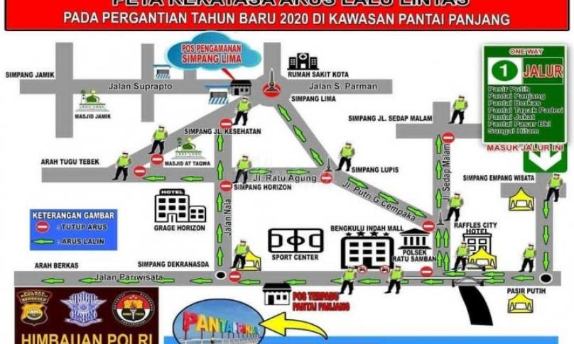 Peta rekayasa arus lalu lintas dikawasan pantai panjang.