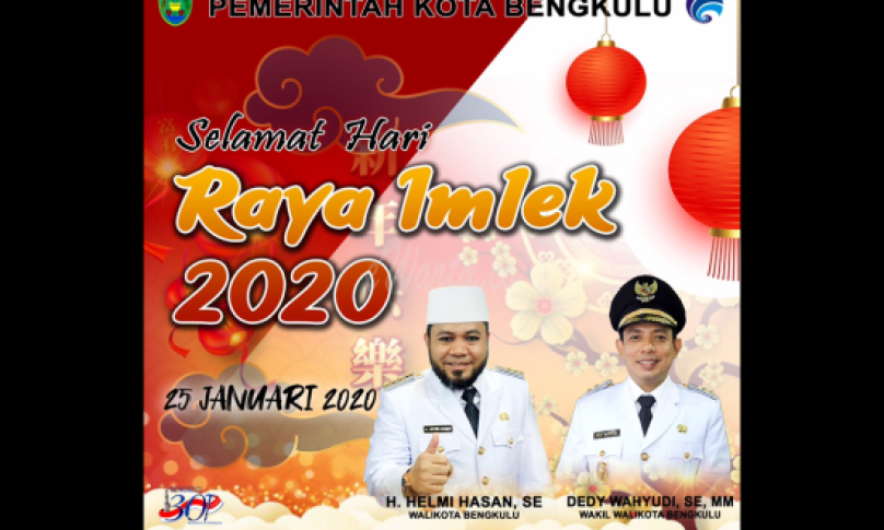 Ucapan Tahun Baru Imlek 2020 Walikota dan Wakil Walikota Bengkulu.