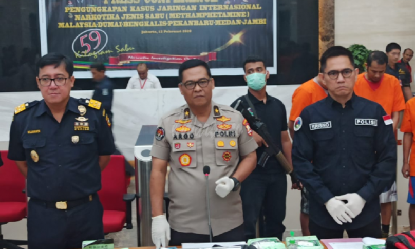 Karo Penmas Divhumas Polri saat memberikan penjelasan di Gedung Bareskrim Polri, Jakarta Selatan, Rabu(12/02/2020).