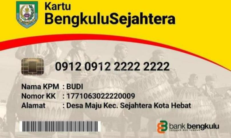 Kartu Bengkulu Sejahtera yang di duga terdapat loggo Bank Bengkulu, salah satu BUMD provinsi Bengkulu.