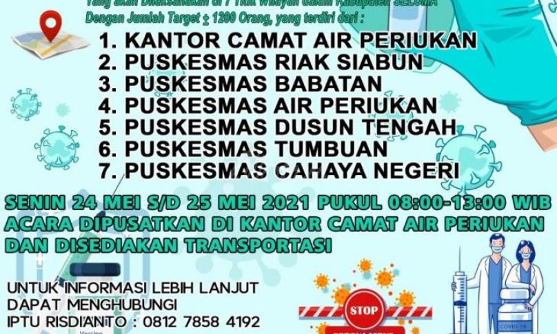 Polda Bengkulu Gelar Vaksinasi Covid Gratis di Seluma