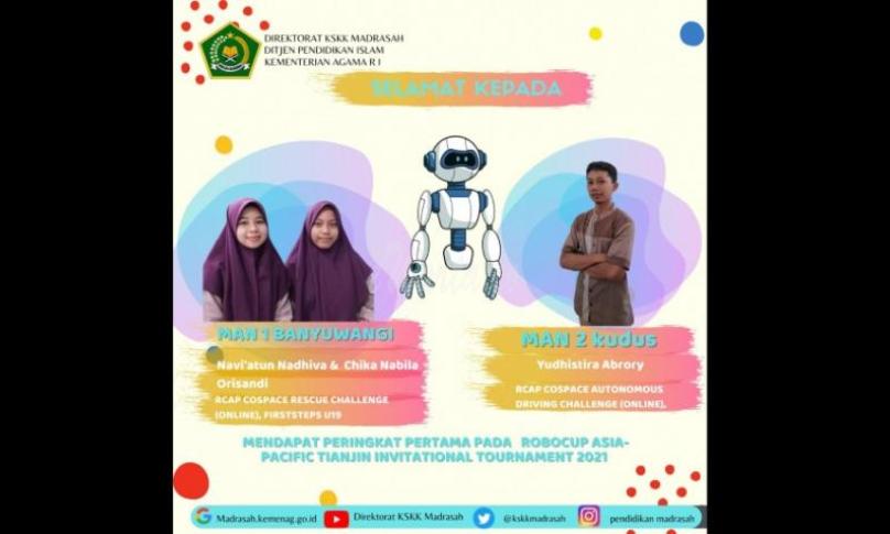 Tiga Siswa Madrasah Raih Juara Pertama Kompetisi Robotik Asia Pasifik 