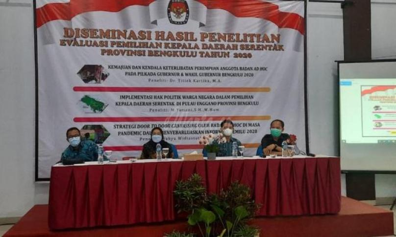 Diseminasi Hasil Penelitian Tiga Dosen Unib Sebagai Evaluasi Pilkada Serentak Provinsi Bengkulu 2020