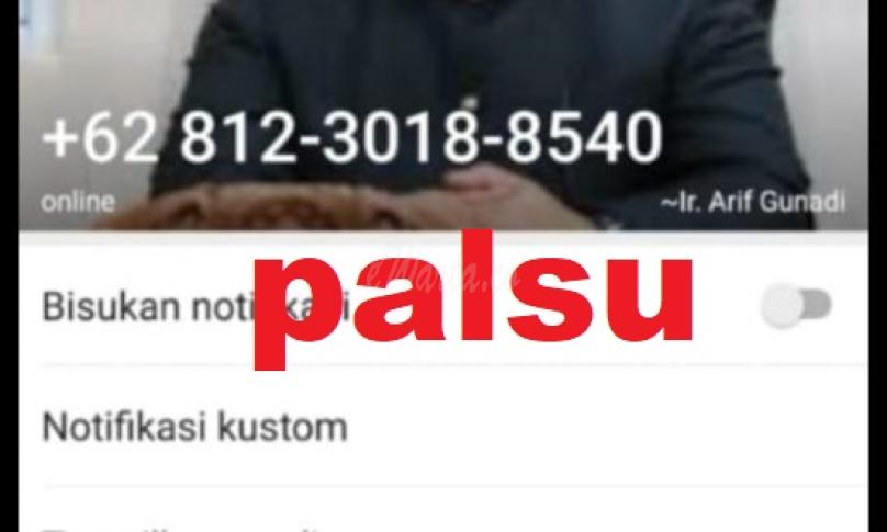 WA Palsu yang mengatas namakan Sekda Kota Bengkulu
