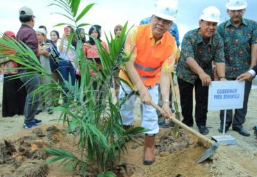 Gubernur Bengkulu (Dr. H Rohidin Mersyah) saat menanam kelapa sawit di Kabupaten Kaur