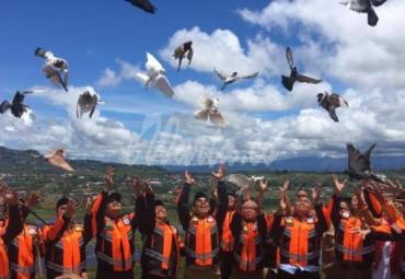 Pelepasan burung merpati sebagai simbol Pemilu Damai