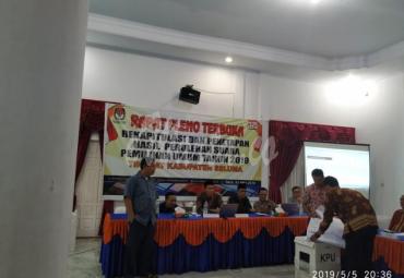 Foto dokumentasi saat pleno rekapitulasi surat suara oleh KPU Kabupaten Seluma