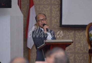Sekjen Kementerian Desa, PDT, dan Transmigrasi Anwar Sanusi memberikan arahan pada Rapat Koordinasi Sistem Pengelolaan Data Pembangunan Desa di Bogor, Rabu (8/5/2019) Foto: Angga/ Kemendes PDTT