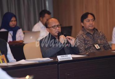 Sekretaris Jenderal Kemendes PDTT, Anwar sanusi memberikan arahan dalam forum Temu Konsultasi Publik dengan Tema Penguatan Sistem Pengawasan Dana Desa Berbasis Kolaboratif