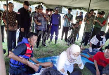 Bupati Seluma Haji Bundra Jaya, hadir dalam kegiatan simulasi ini, Kamis (18/7/2019)
