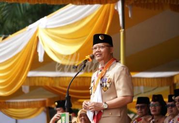 Pembukaan Jambore Daerah VI Tahun 2019 dan Peringatan Hari Sumpah Pemuda Tahun 2019, di Bumi Perkemahan Tebat Sekuning Jeranglah Kecamatan Manna, Kabupaten Bengkulu Selatan, Senin (28/10).