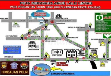 Peta rekayasa arus lalu lintas dikawasan pantai panjang.