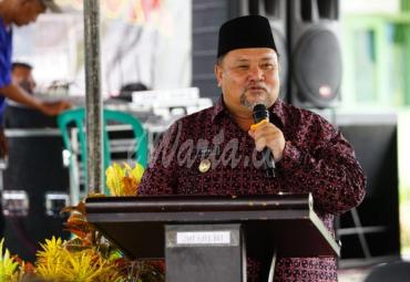 Wabup Bengkulu Selatan, Rifa' Tajudin saat memberikan sambutan pada Musrenbangcam di Seginim.