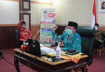 rapat Koordinasi Persiapan Pelaksanaan Pilkada Serentak Tahun 2020 secara virtual meeting, Sabtu (13/6).