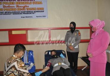 Polwan Polres Bengkulu Utara Donor Darah