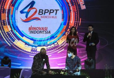 acara puncak perayaan HUT ke-42 BPPT yang mengambil tema "Membangun Ekosistem Inovasi Teknologi untuk Indonesia Maju" di Auditorium Gedung BJ Habibie, Jakarta, Senin (24/8/2020)