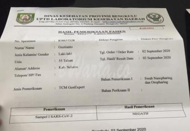 Hasil Swab Erwin-Yayan