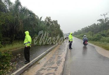 Satlantas Polres Mukomuko Bersihkan Pohon Tumbang yang Tutupi Badan Jalan