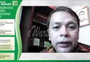 Sekretaris Ditjen Bimas Islam Muhammad Fuad Nasar dalam Webinar Penyelesaian Sengketa Perwakafan yang digelar Badan Wakaf Indonesia (BWI).