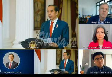 Pertemuan ASEAN Business and Investment Summit 2020 (ABIS 2020) bertema “Digital ASEAN: Sustainable and Inclusive” yang dilaksanakan di Hanoi, Vietnam, Jumat (13/11/2020).