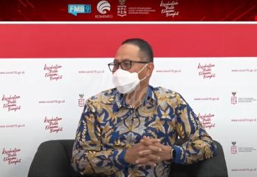 Dirjen Aptika Kominfo, Semuel A. Pangerapan dalam dialog Interaktif yang bertajuk “Tolak dan Waspada Hoaks”, dari ruang Media Center KPC PEN, Jakarta, Selasa (26/01/2021).