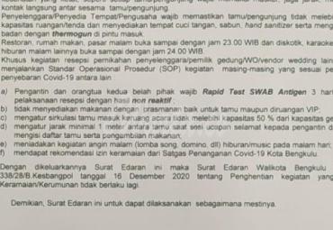 Pesta Pernikahan di Kota Bengkulu Akhirnya Diizinkan, Ini Syaratnya