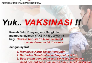 RS Bhayangkara Bengkulu Buka Layanan Vaksinasi Covid-19