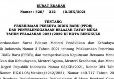Penerimaan Peserta Didik Baru Kota Bengkulu Diputuskan Daring
