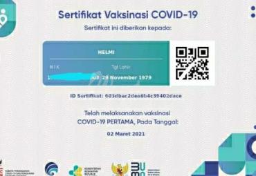 Sertifikat vaksinasi Covid-19 Helmi Hasan