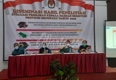 Diseminasi Hasil Penelitian Tiga Dosen Unib Sebagai Evaluasi Pilkada Serentak Provinsi Bengkulu 2020