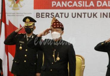 Upacara Peringatan Hari Lahir Pancasila, yang dipimpin langsung oleh Presiden Republik Indonesia Joko Widodo melalui virtual di Balai Raya Semarak Bengkulu, Selasa (1/6/202).