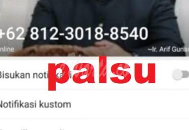 WA Palsu yang mengatas namakan Sekda Kota Bengkulu